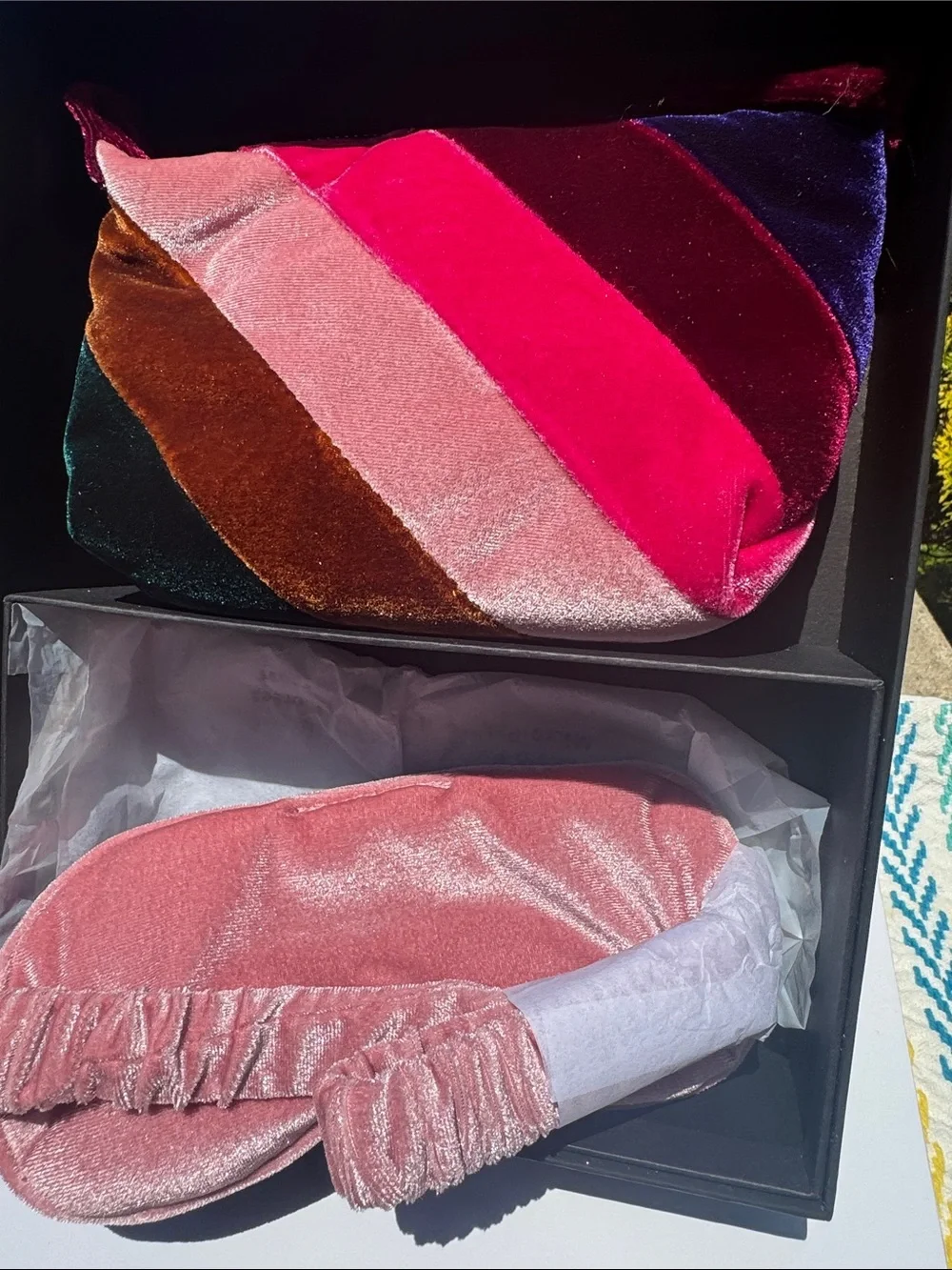 Kurt Geiger Multicolor Velvet Star-Embellished Makeup Bag & Eyeshade set